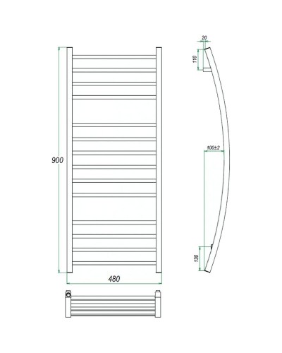 Водяной полотенцесушитель Grota Primo 480х900 Хром