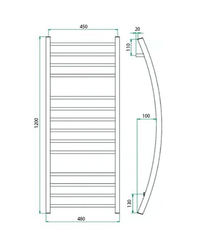 Водяной полотенцесушитель Grota Primo 480х1200 Хром