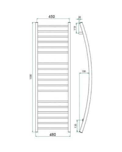 Водяной полотенцесушитель Grota Primo 480х1500 Хром