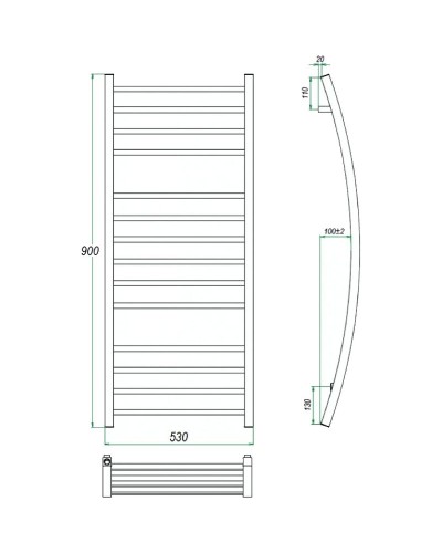 Водяной полотенцесушитель Grota Primo 530х900 Хром