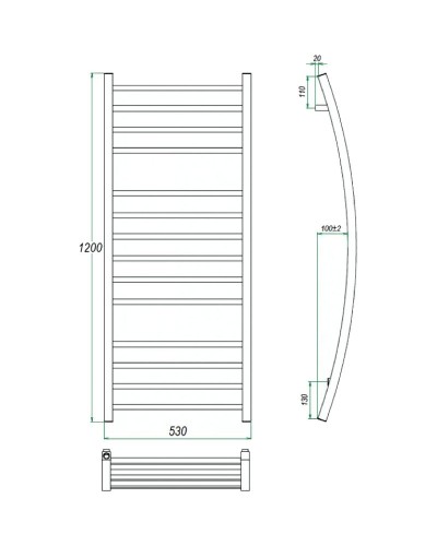 Водяной полотенцесушитель Grota Primo 530х1200 Хром