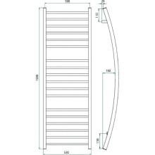 Водяной полотенцесушитель Grota Primo 530х1500 Хром