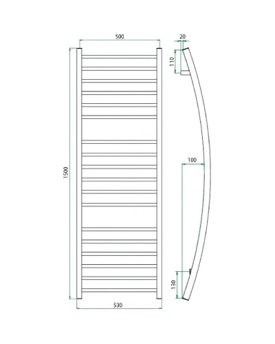 Водяной полотенцесушитель Grota Primo 530х1500 Хром