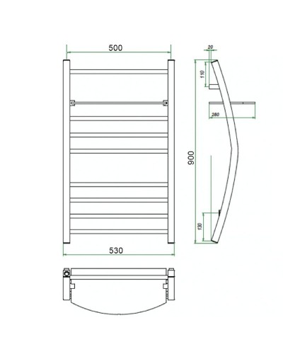 Водяной полотенцесушитель Grota Vela 530х900 Хром