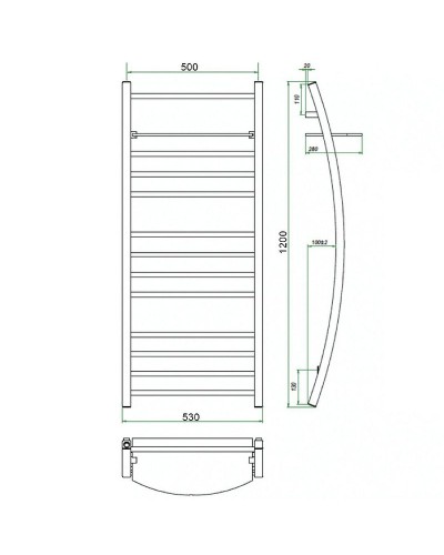 Водяной полотенцесушитель Grota Vela 530х1200 Хром