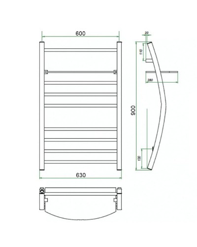 Водяной полотенцесушитель Grota Vela 630х900 Хром