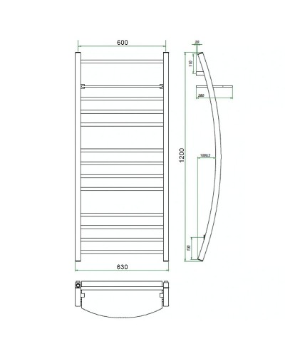 Водяной полотенцесушитель Grota Vela 630х1200 Хром