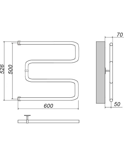 Водяной полотенцесушитель Grota Kamelo 500х600 Хром
