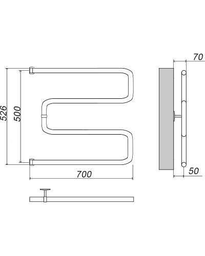 Водяной полотенцесушитель Grota Kamelo 500х700 Хром