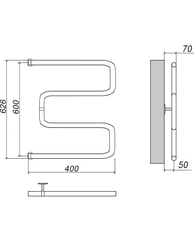 Водяной полотенцесушитель Grota Kamelo 600х400 Хром