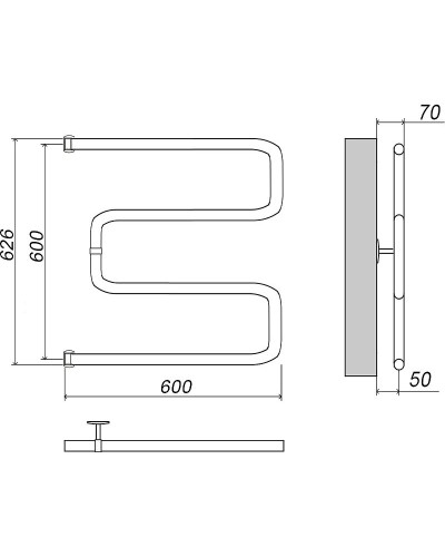 Водяной полотенцесушитель Grota Kamelo 600х600 Хром