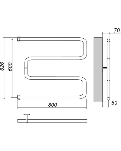 Водяной полотенцесушитель Grota Kamelo 600х800 Хром