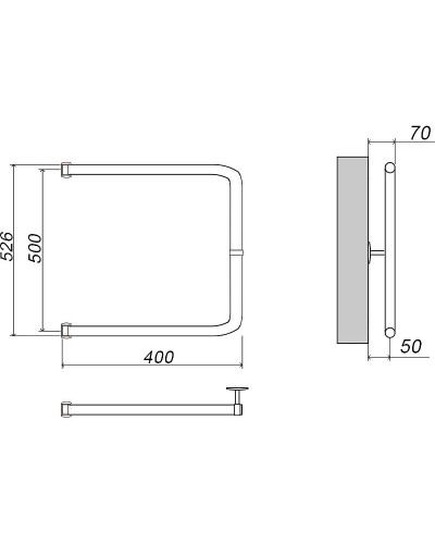 Водяной полотенцесушитель Grota Modesto 50х40 Хром