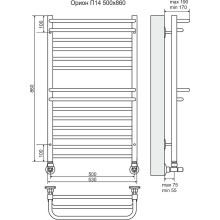 Водяной полотенцесушитель Terminus Орион П14 500x860 4620768888588 Хром
