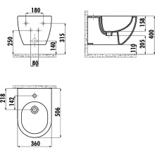 Биде Creavit Free FE510-00AM00E-0000 подвесное Антрацит матовое