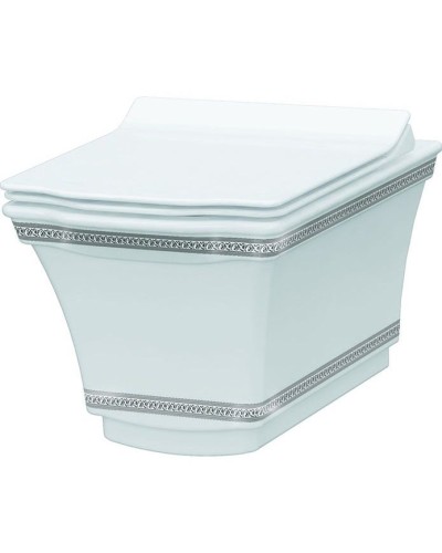 Биде Boheme Hermitage 953-CR подвесное Белое с узором Хром