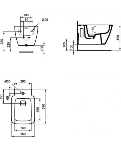 Биде Ideal Standard Strada II T297101 подвесное Euro White