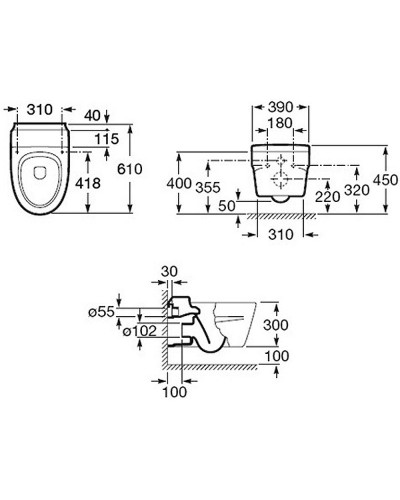 Биде Roca Khroma 357655000 подвесное Белое