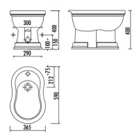 Биде Creavit Klasik KL500.000I0 Белое с декором