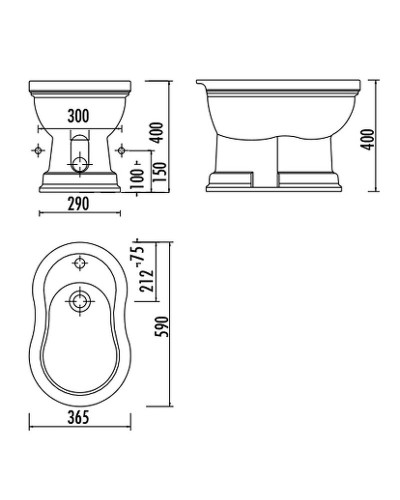 Биде Creavit Klasik KL500.000I0 Белое с декором