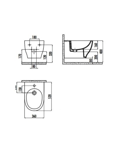 Биде Creavit Mare MA510-00CB00E-0000 подвесное Белое
