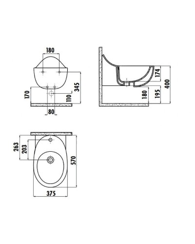 Биде Creavit Foglia FG510-00CB00E-0000 подвесное Белое