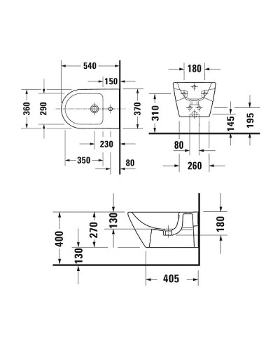 Биде Duravit D-Neo 2295150000 подвесное Белый