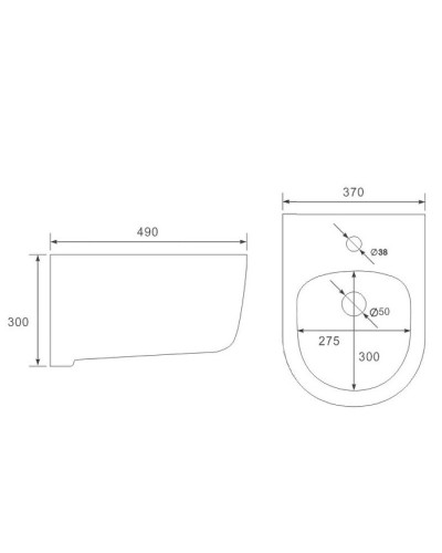 Биде Vincea Evo VB1-34S подвесное Белое