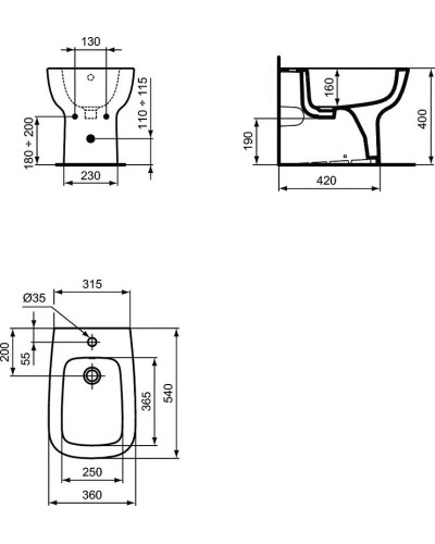 Биде Ideal Standard Esedra T281301 Белое