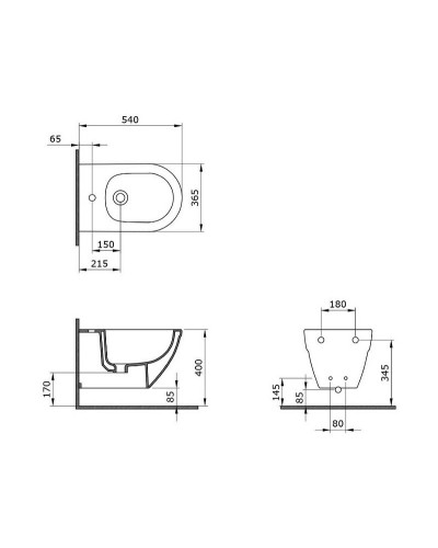 Биде Bocchi Taormina Arch 1121-004-0120 подвесное Черное матовое
