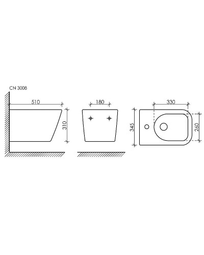 Биде Ceramica Nova Metric CN3008 подвесное Белое