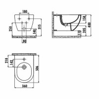 Биде Creavit Free FE510-00SM00E-0000 подвесное Черное матовое