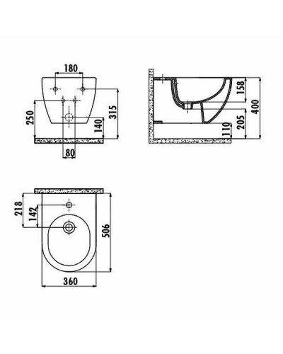 Биде Creavit Free FE510-00SM00E-0000 подвесное Черное матовое