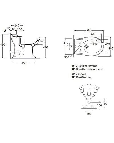 Биде Azzurra Jubilaeum JUBIT000000MBI/(JUB510 bi)x1 Белое