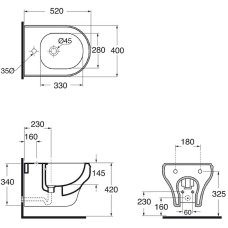 Биде Azzurra Charme CHBKS000000M/(CHA500/SOSK bi)x1 подвесное Белое