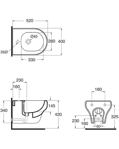 Биде Azzurra Charme CHBKS000000M/(CHA500/SOSK bi)x1 подвесное Белое