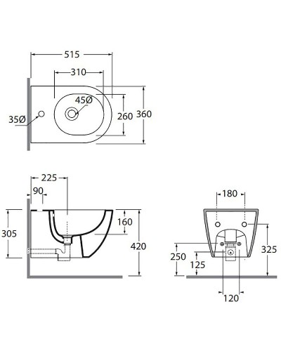 Биде Azzurra Comoda CMBIS000000MBI/(COM 500/SOSP bi)x1 подвесное Белое