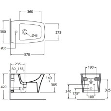 Биде Azzurra Hera HEBKS000000MBIx1 подвесное Белое
