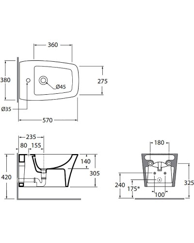 Биде Azzurra Hera HEBKS000000MBIx1 подвесное Белое