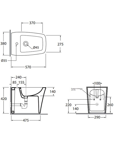 Биде Azzurra Hera HEBIT000000MBIx1 Белое