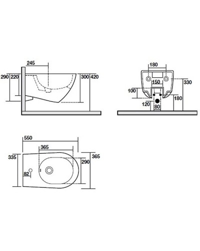 Биде Kerasan Aquatech 372401x1 подвесное Белое