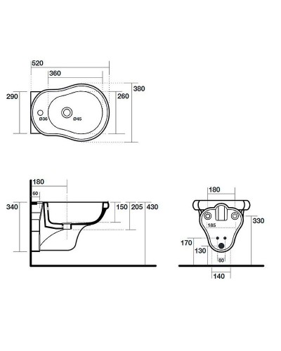 Биде Kerasan Retro 102601x1 подвесное Белое