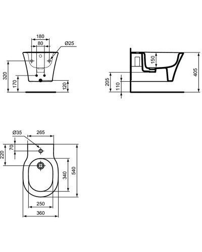 Биде Ideal Standard Connect Air E233501 подвесное Euro White