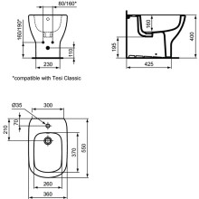 Биде Ideal Standard Tesi T3540V3 Черное матовое