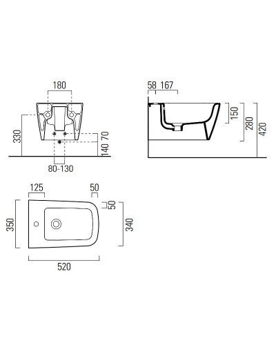 Биде GSI Nubes 9665111 подвесное Белое