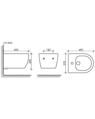 Биде Ceramica Nova Play CN3002MB подвесное Черное матовое