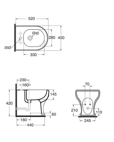 Биде Azzurra Charme CHBIT000000MBI/(CHA500 bi)x1 Белое