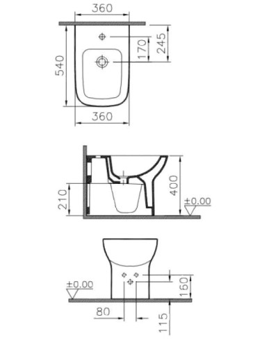Биде напольное Vitra S20 5509B003-0288