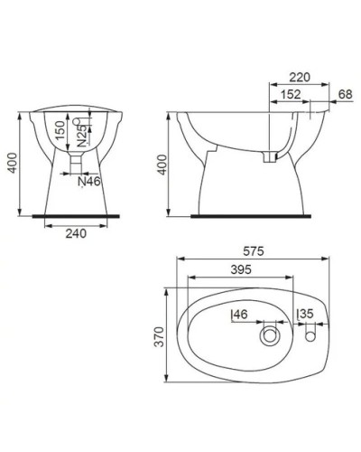 Биде напольное Cersanit Eko BI-EKO-S