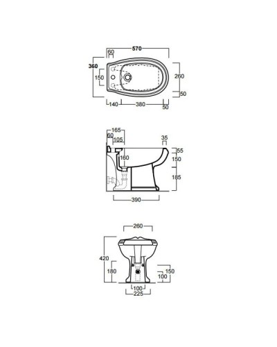 Биде напольное без ободка Simas Arcade AR833bix3